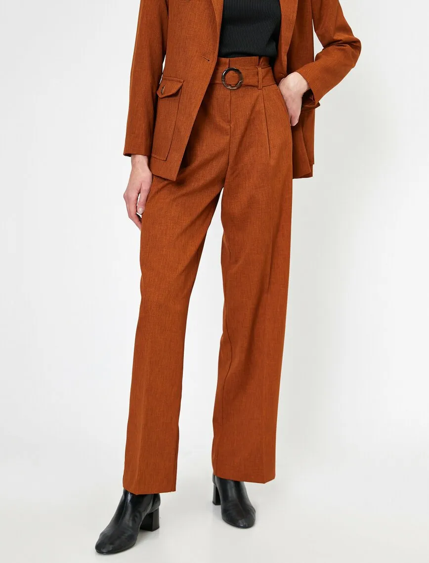 16352 Burnt Orange Belt Detail Trousers