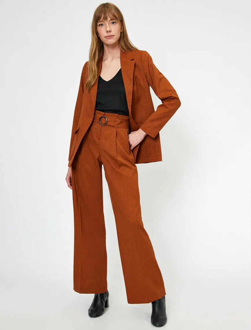 16352 Burnt Orange Belt Detail Trousers