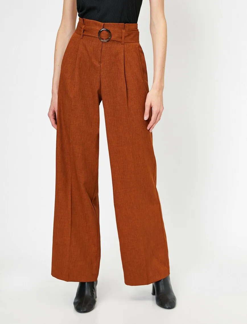 16352 Burnt Orange Belt Detail Trousers