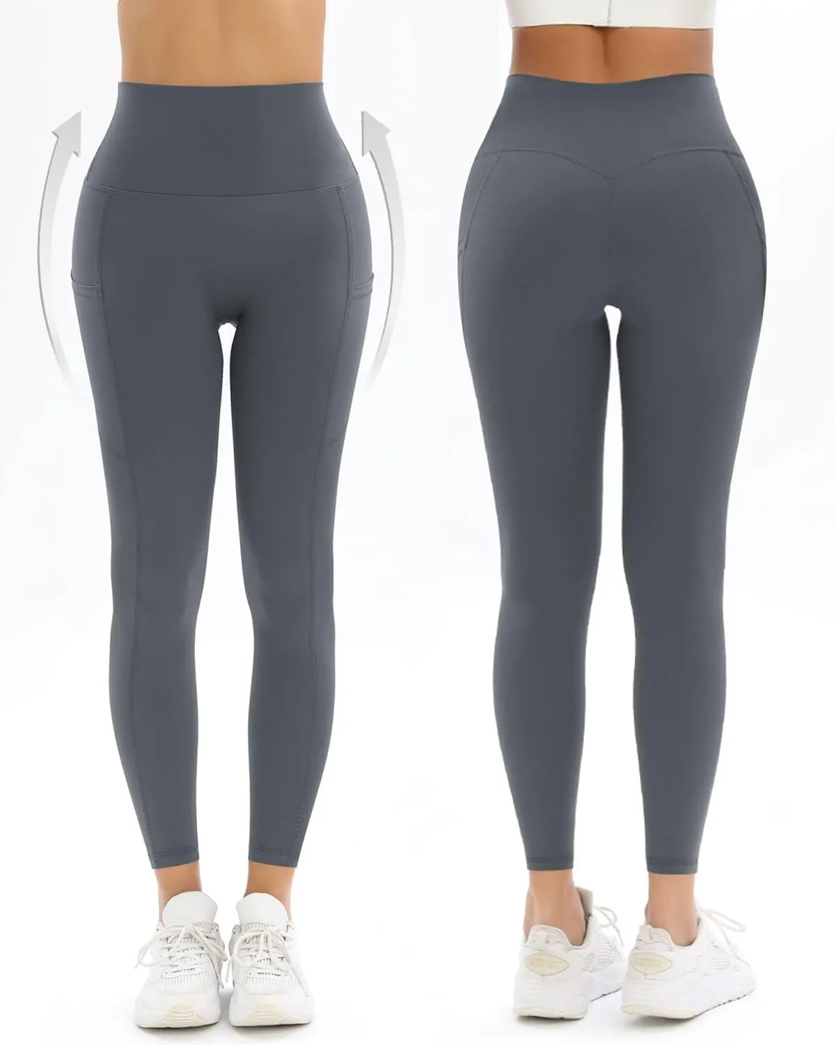 2 Pack Leggings for Women Tummy Control Workout Running Leggings with Pockets High Waisted Yoga Pants
