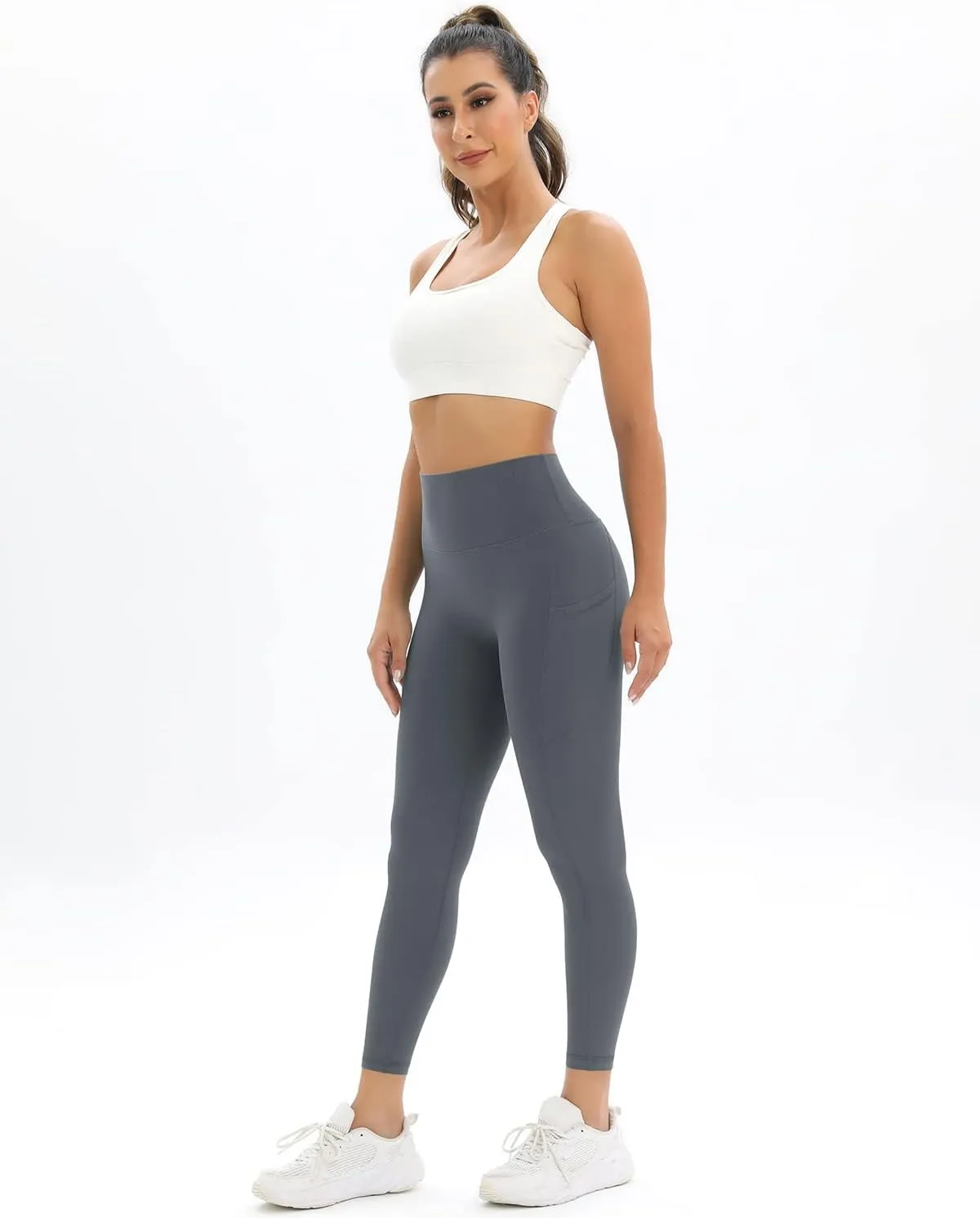 2 Pack Leggings for Women Tummy Control Workout Running Leggings with Pockets High Waisted Yoga Pants