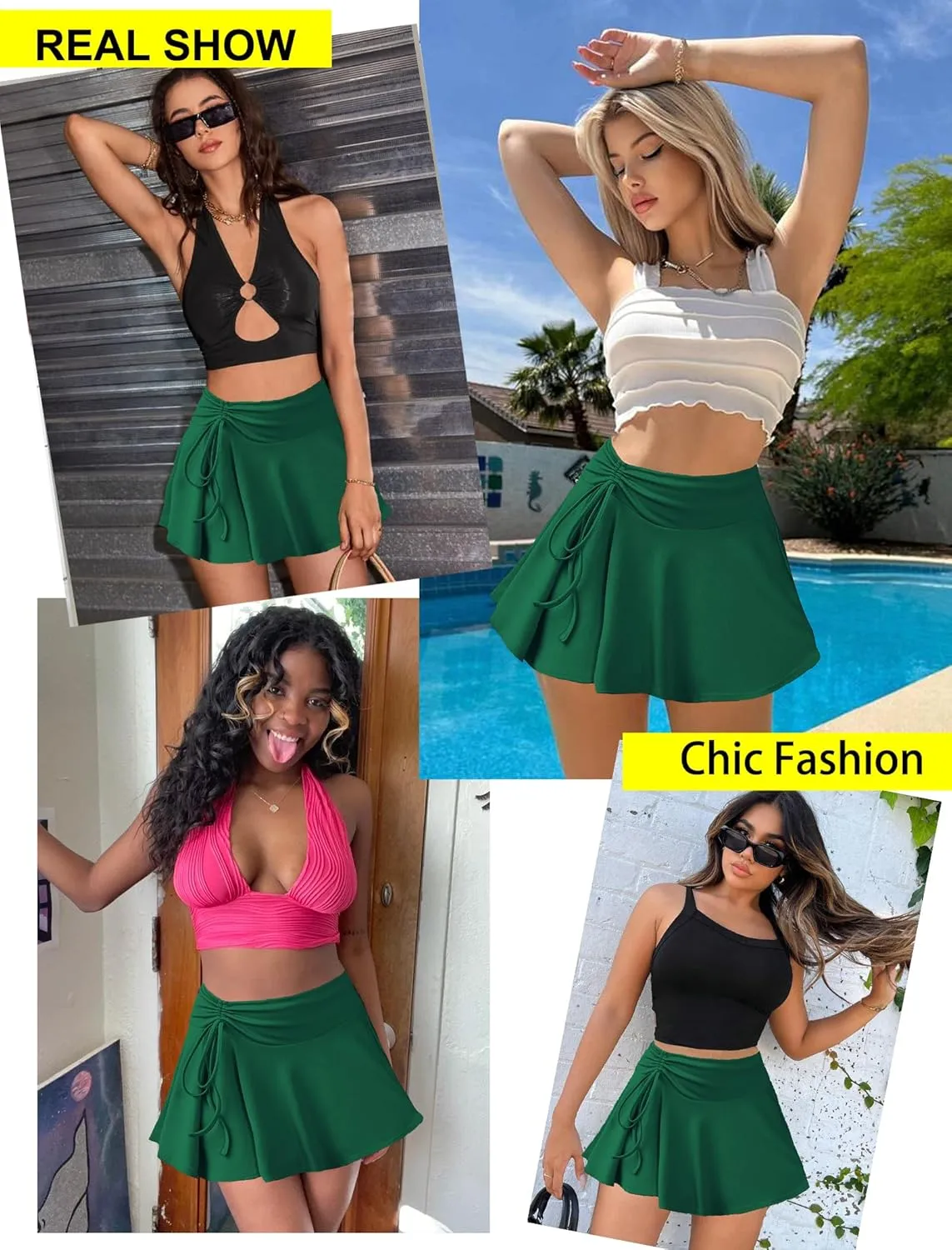 Avidlove Mini Skirt for Women Pleated Drawstring High Waist Skater Skirt Sexy Lingerie Skirts S-XXL