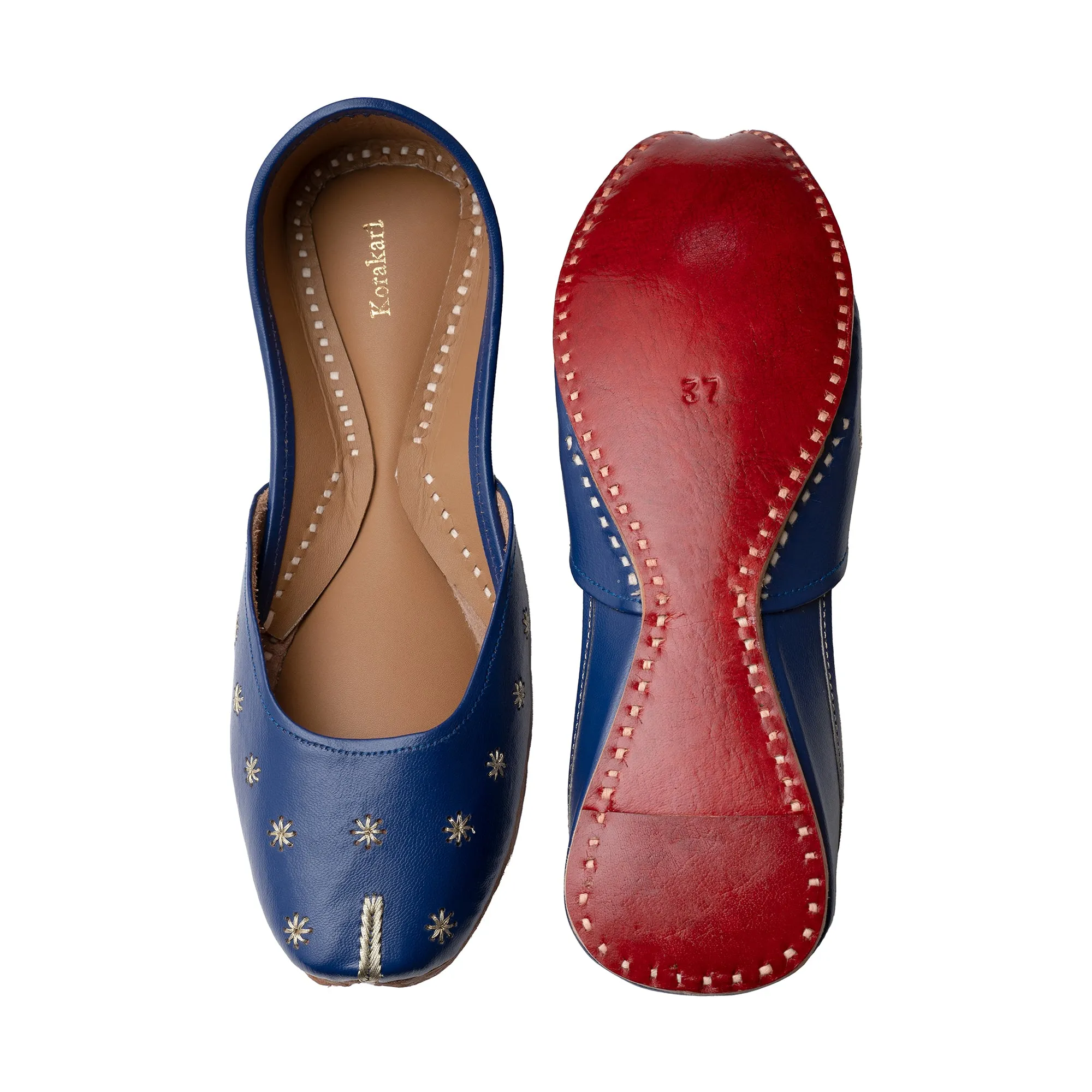 Blue Sapphire Women's Kolhapuri Leather Jutti