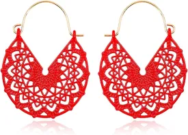 Bohemian Colorful Cute Dangle Earrings Vintage Boho Lightweigt Hollow Out Multiple Colors Hoop Dangling Earrings For Women Beach Gifts Jewelry
