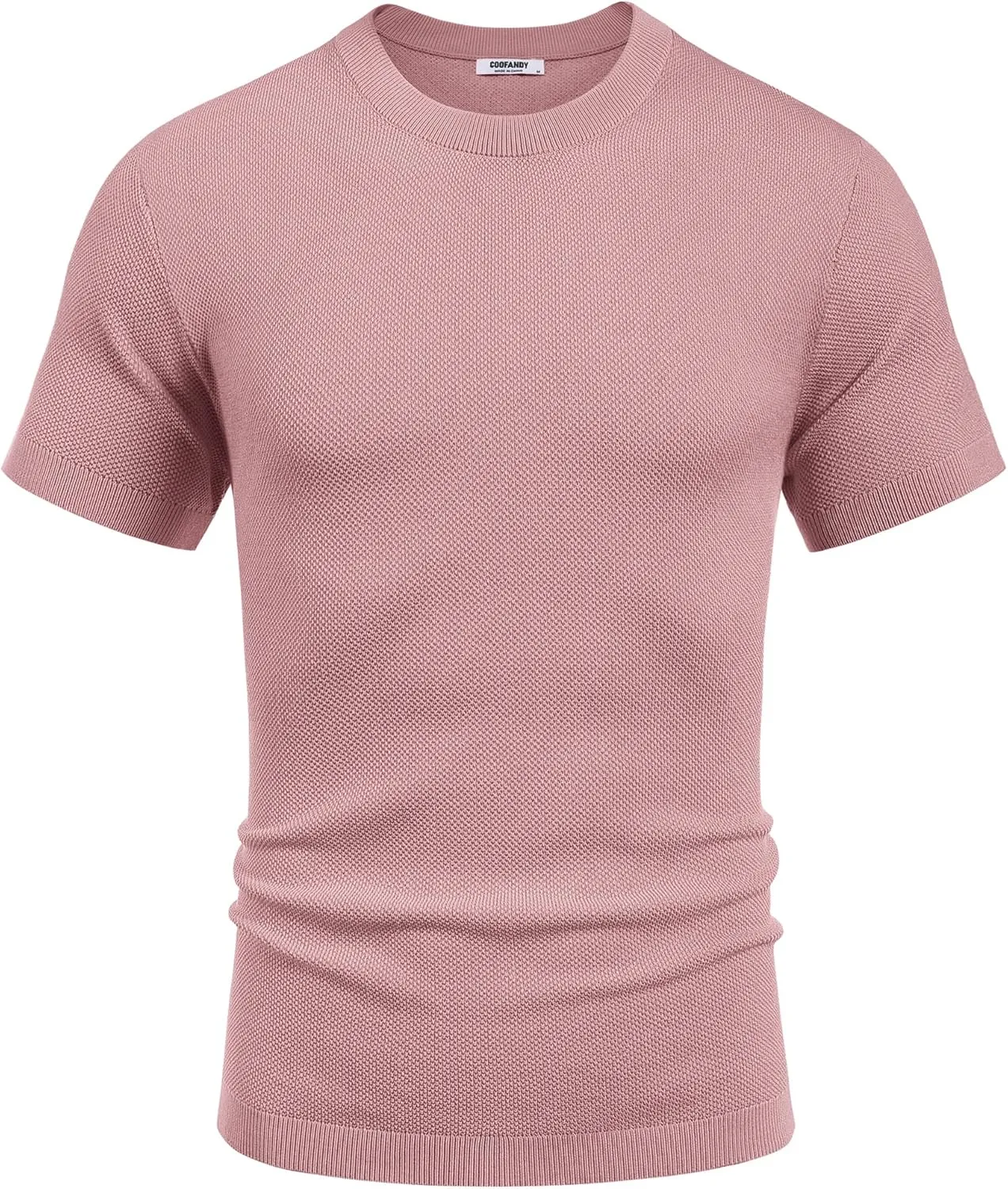 COOFANDY Men's Knit T-Shirts Short Sleeve Crewneck Shirt Casual Textured Pullover Tees