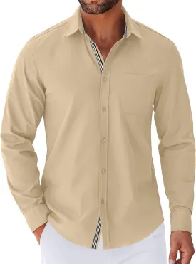 COOFANDY Men's Long Sleeve Casual Button Down Shirts Untucked Shirts for Men Regular Fit Dress Shirt