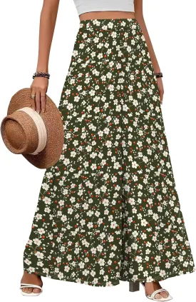 Floral Pants for Women Chinese Style Palazzo Pants High Waist Wide Leg Trousers Causal Summer Holiday Trousers