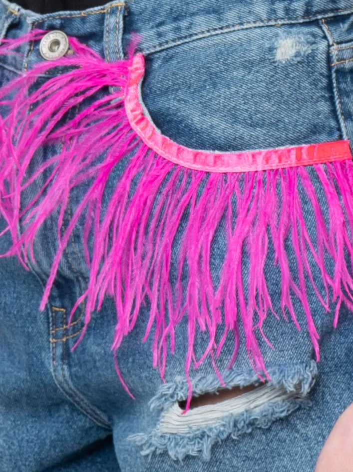FORMENTERA - Fuchsia Marabou Feather Shorts