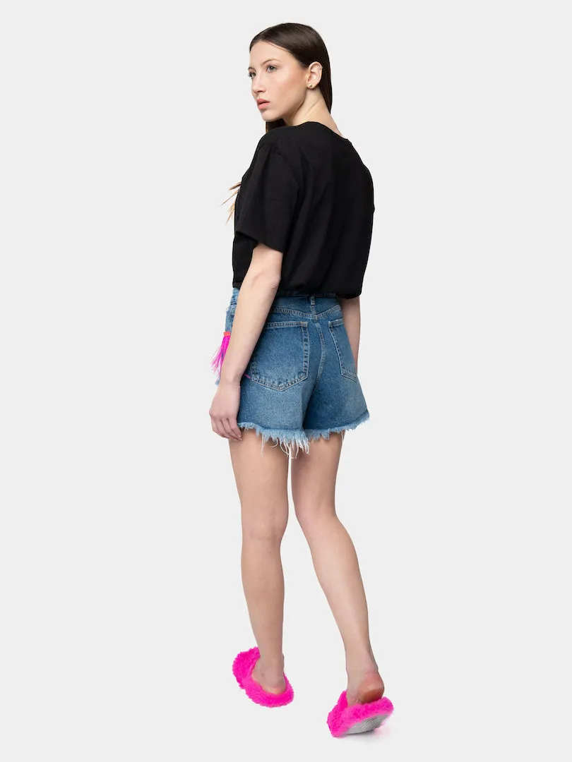 FORMENTERA - Fuchsia Marabou Feather Shorts