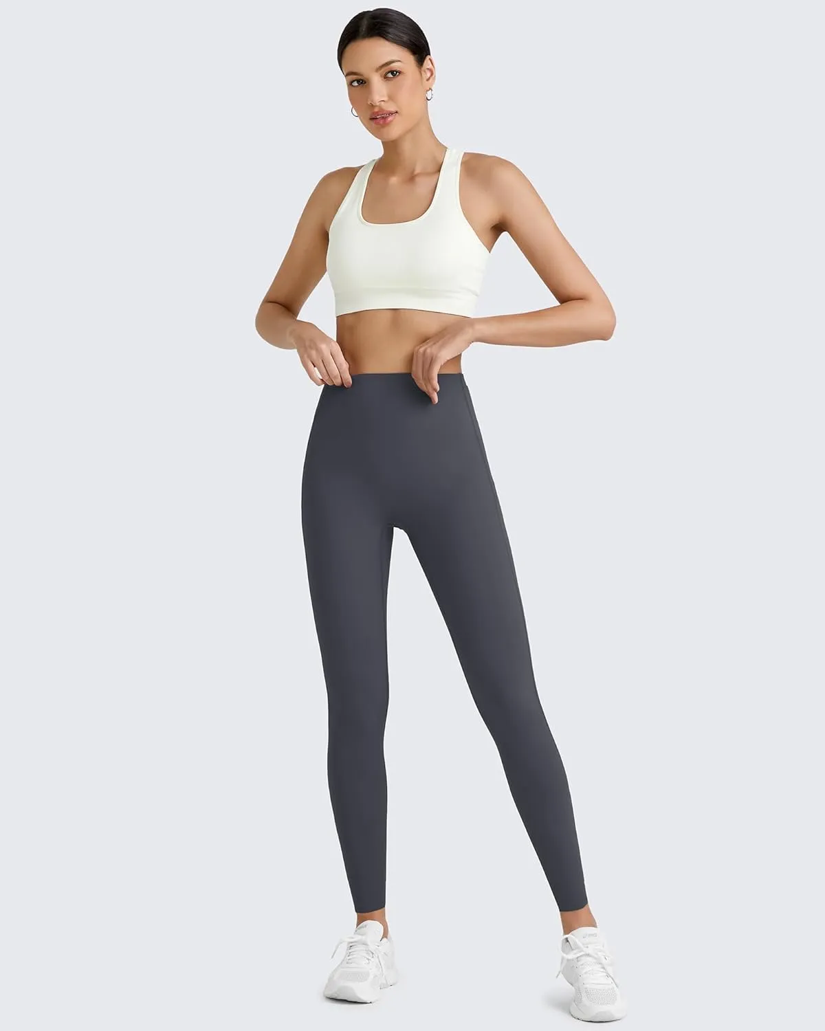 G4Free BareFeel Yoga Pants for Women Seamless Waistband Yoga Leggings Workout Biker Leggings with Pockets 25" 27" 29"
