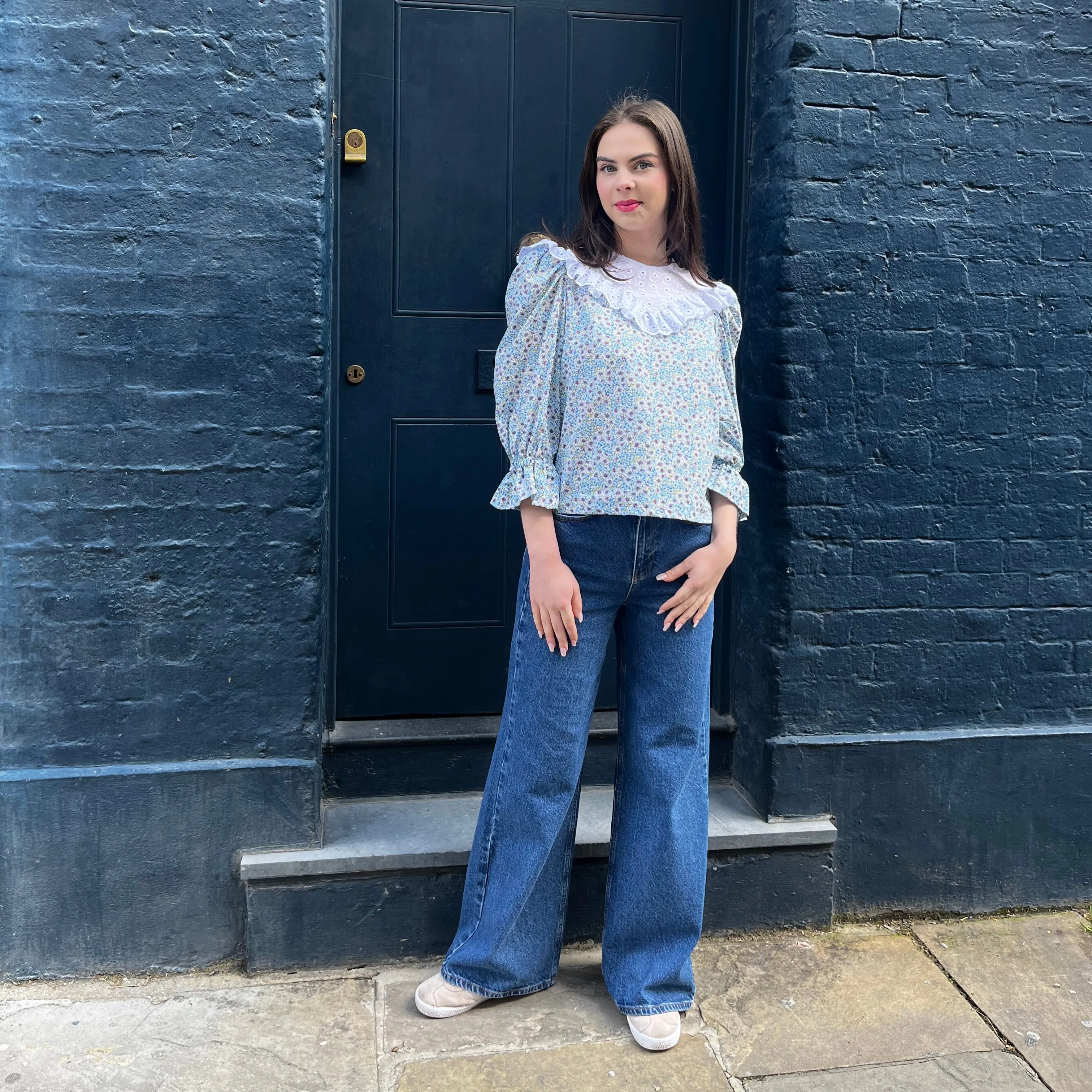 Indigo Full Length Wide Leg Jeans by Albaray