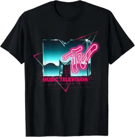 Mademark x MTV - Retro 80's Chrome Effect Neon Colors Vintage MTV T-Shirt