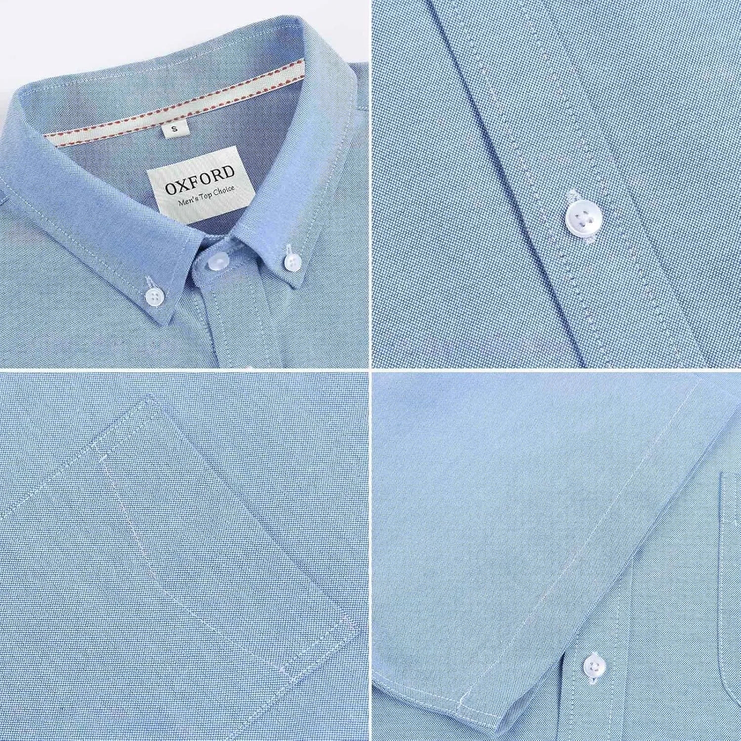 Men's Cotton Oxford Shirt Short Sleeve Button Down Business Casual with Chest Pocket for Gifts