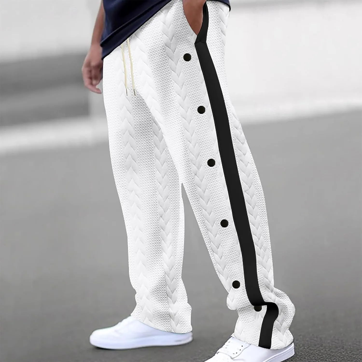 Men's Tearaway Basketball Pants Casual Active Workout Trousers High Split Snap Button Jogger Sweatpants with Pockets