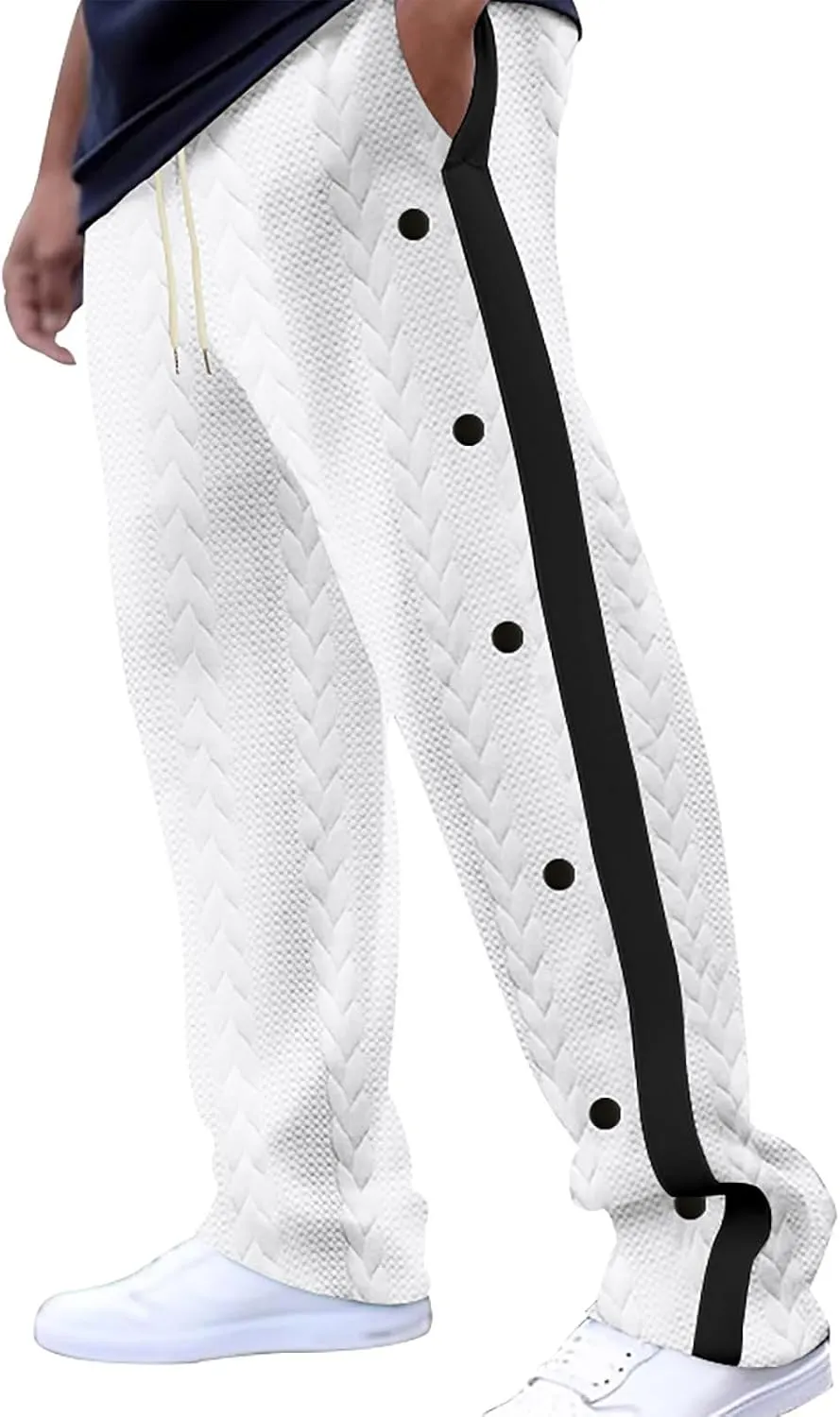 Men's Tearaway Basketball Pants Casual Active Workout Trousers High Split Snap Button Jogger Sweatpants with Pockets