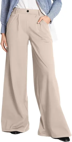 Plus Size Business Casual Pants for Women Wide Leg Dress Pants Palazzo Trousers for Office Work
