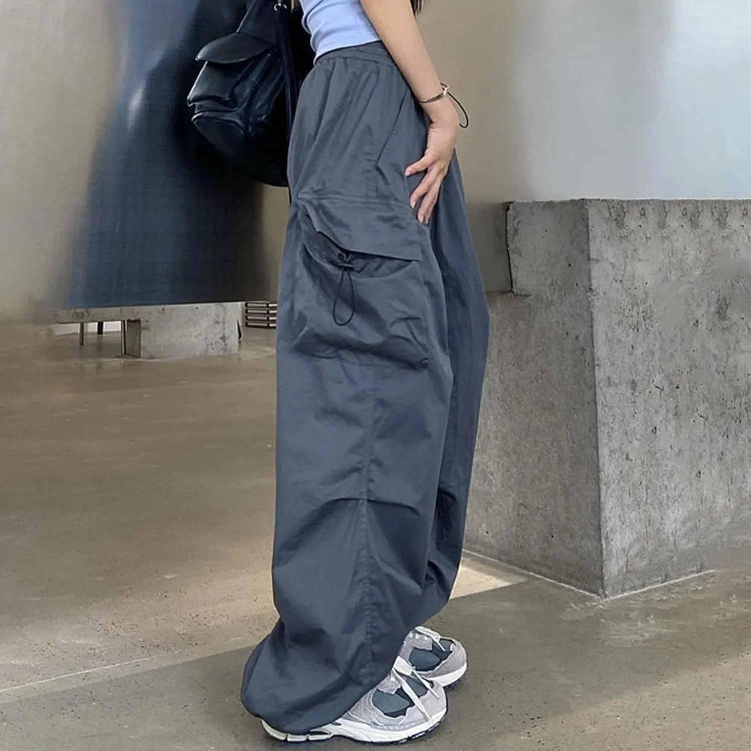 Plus Size Cargo Pants Women Lightweight High Waisted Parachute Pants Trendy Y2K Cargo Sweatpants Joggers