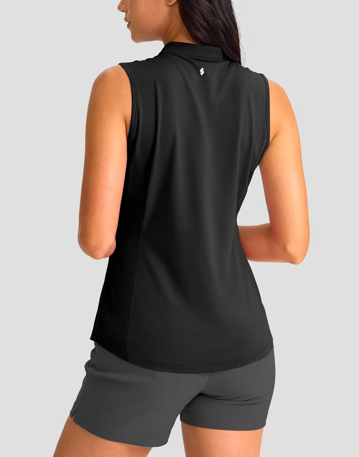 Soothfeel Women's Golf Polo Shirt Tank Tops Sleeveless 1/4 Zipper Collarless Quick Dry Athletic Tennis Shirts for Women