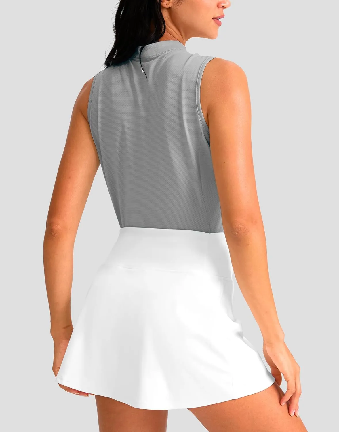 Soothfeel Women's Golf Polo Shirt Tank Tops Sleeveless 1/4 Zipper Collarless Quick Dry Athletic Tennis Shirts for Women