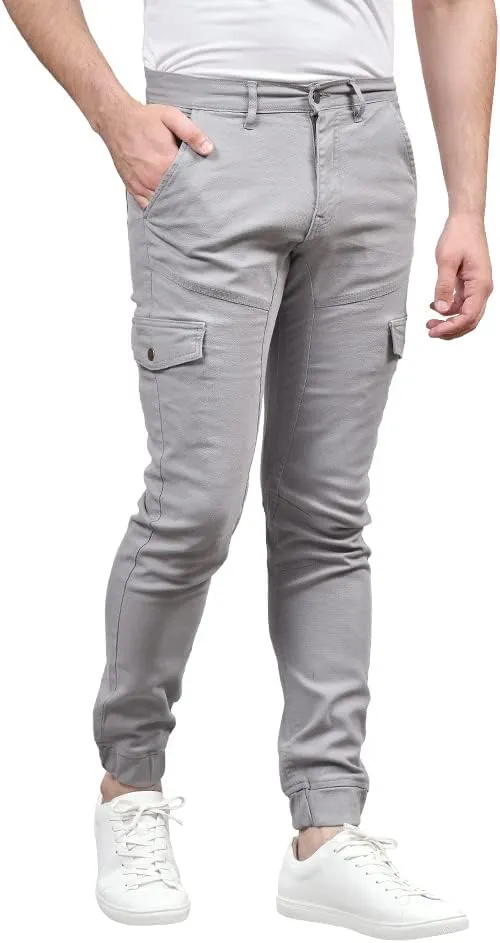 Soroor Cargo Joggers for Men - Slim Fit Cuffed Cargo Pants, Stylish Joggers for Men | Pique Stretch Cotton Mens Jogger