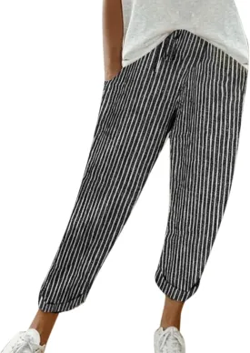Summer Pants for Women, Drawstring Baggy Beach Trousers High Waisted Vacation Wide Leg Business Slacks Outfits