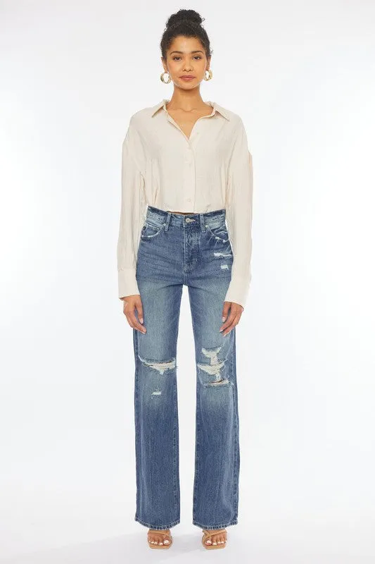 Ultra High Rise Distressed 90's Flare