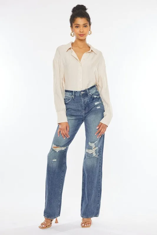 Ultra High Rise Distressed 90's Flare