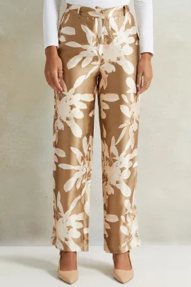 Women Brown Printed Wide Leg Trouser