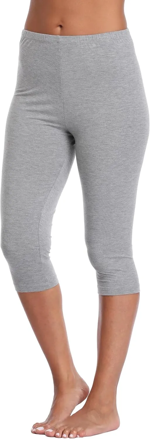 Women's Soft Capri Leggings Lightweight Cropped Leggings 3/4 Stretch Capris Yoga Pants - Rug & Plus