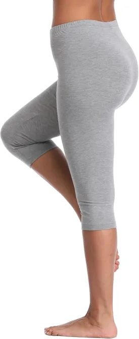 Women's Soft Capri Leggings Lightweight Cropped Leggings 3/4 Stretch Capris Yoga Pants - Rug & Plus
