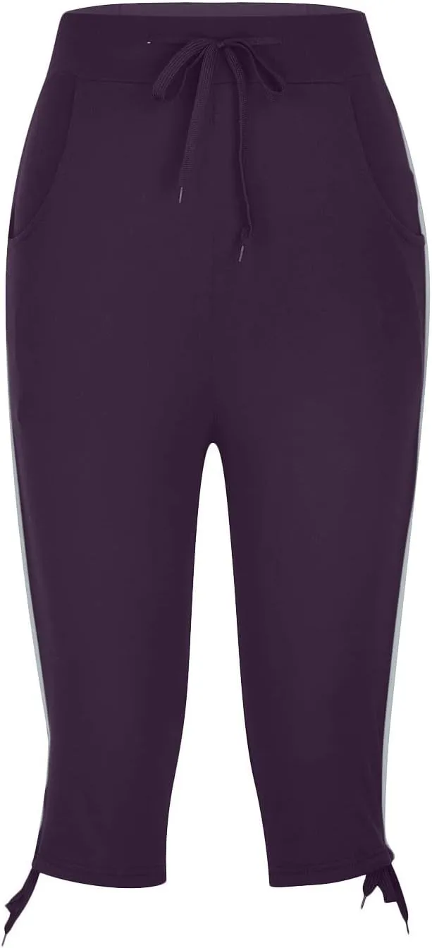 Women's Sweatpants Capri Pants Cropped Jogger Running Pants Lounge Loose Fit Drawstring Waist with Side Pockets
